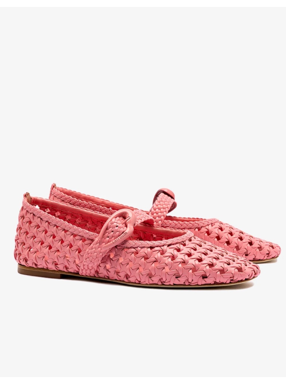 NWT Larroude Verona Macrame Ballet Flat Sorbet Pink Sz. 9